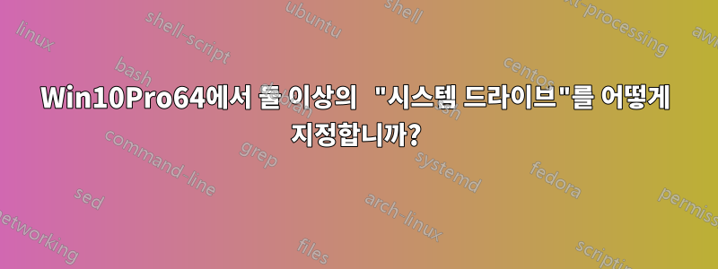 Win10Pro64에서 둘 이상의 "시스템 드라이브"를 어떻게 지정합니까?