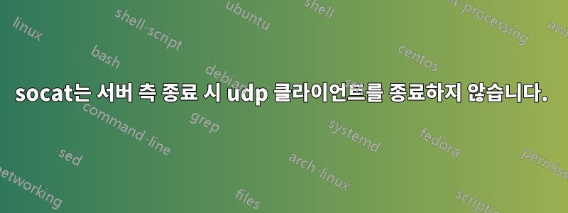 socat는 서버 측 종료 시 udp 클라이언트를 종료하지 않습니다.