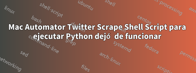 Mac Automator Twitter Scrape Shell Script para ejecutar Python dejó de funcionar