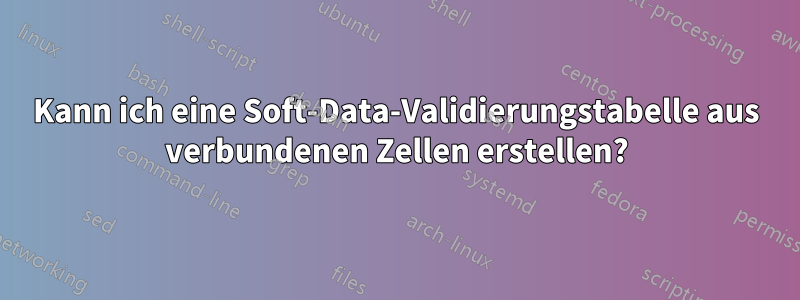 Kann ich eine Soft-Data-Validierungstabelle aus verbundenen Zellen erstellen?
