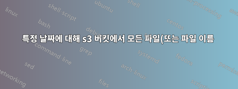 특정 날짜에 대해 s3 버킷에서 모든 파일(또는 파일 이름) 가져오기