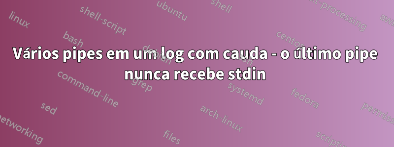 Vários pipes em um log com cauda - o último pipe nunca recebe stdin