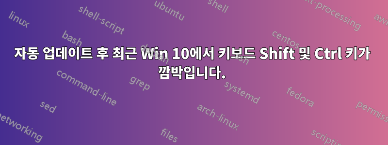 자동 업데이트 후 최근 Win 10에서 키보드 Shift 및 Ctrl 키가 깜박입니다.