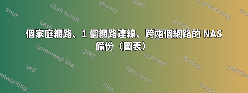 2 個家庭網路、1 個網路連線、跨兩個網路的 NAS 備份（圖表）