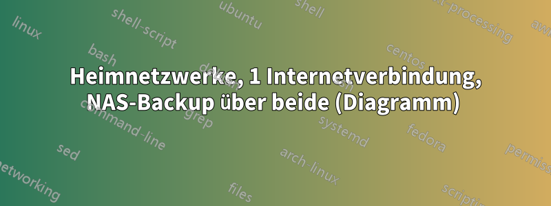 2 Heimnetzwerke, 1 Internetverbindung, NAS-Backup über beide (Diagramm)