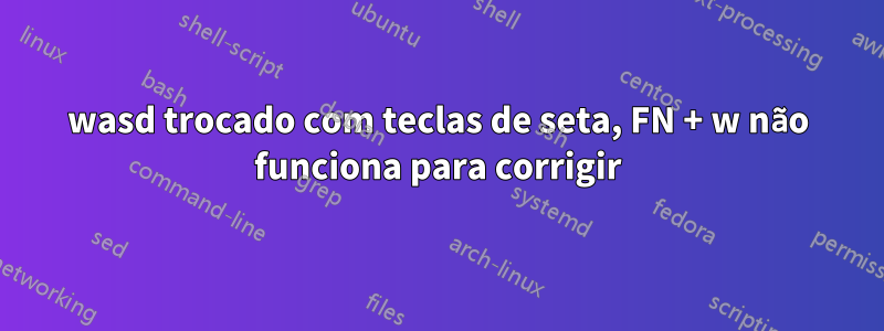 wasd trocado com teclas de seta, FN + w não funciona para corrigir