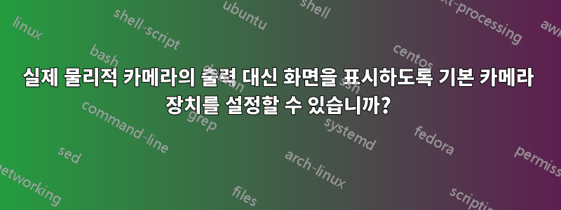 실제 물리적 카메라의 출력 대신 화면을 표시하도록 기본 카메라 장치를 설정할 수 있습니까?