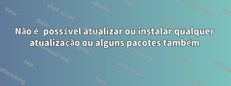 Não é possível atualizar ou instalar qualquer atualização ou alguns pacotes também