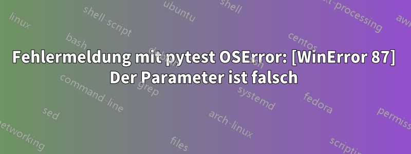 Fehlermeldung mit pytest OSError: [WinError 87] Der Parameter ist falsch