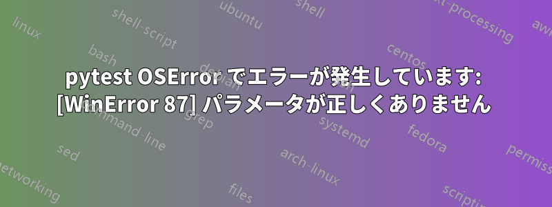 pytest OSError でエラーが発生しています: [WinError 87] パラメータが正しくありません