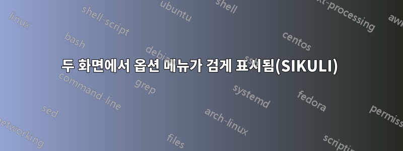 두 화면에서 옵션 메뉴가 검게 표시됨(SIKULI)