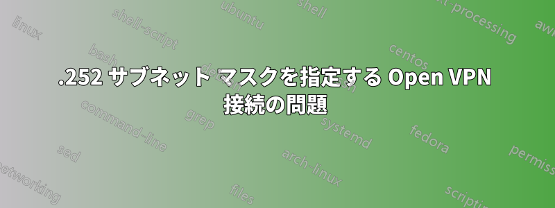 .252 サブネット マスクを指定する Open VPN 接続の問題