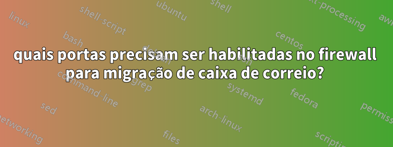 quais portas precisam ser habilitadas no firewall para migração de caixa de correio?