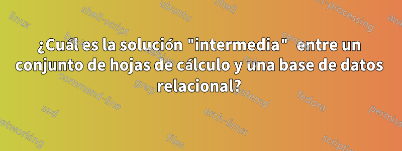 ¿Cuál es la solución "intermedia" entre un conjunto de hojas de cálculo y una base de datos relacional?