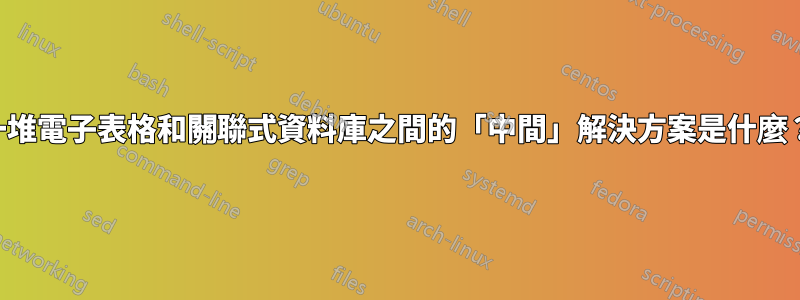 一堆電子表格和關聯式資料庫之間的「中間」解決方案是什麼？