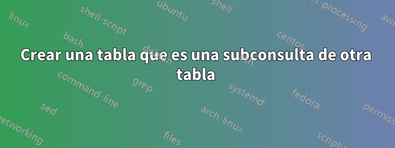 Crear una tabla que es una subconsulta de otra tabla