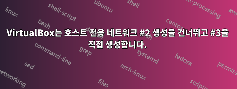 VirtualBox는 호스트 전용 네트워크 #2 생성을 건너뛰고 #3을 직접 생성합니다.