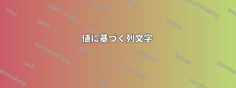 値に基づく列文字