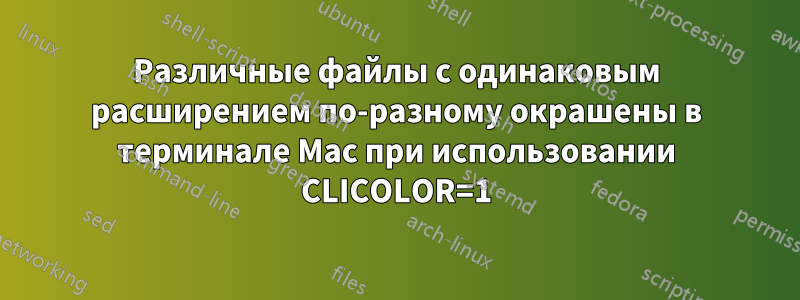 Различные файлы с одинаковым расширением по-разному окрашены в терминале Mac при использовании CLICOLOR=1