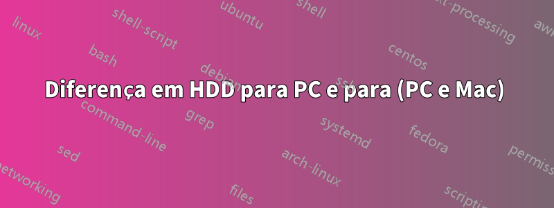 Diferença em HDD para PC e para (PC e Mac)