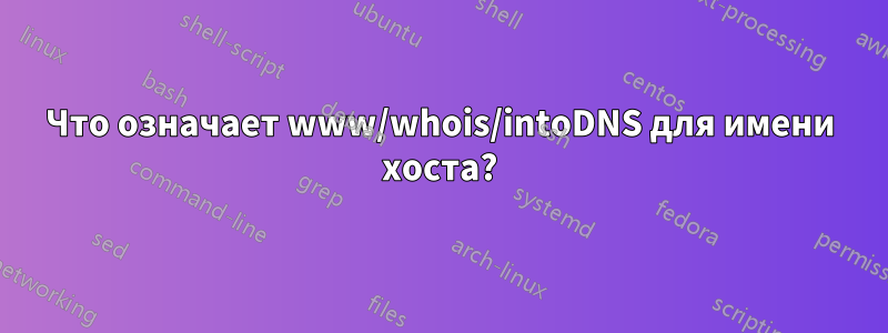 Что означает www/whois/intoDNS для имени хоста?