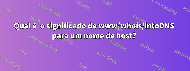 Qual é o significado de www/whois/intoDNS para um nome de host?