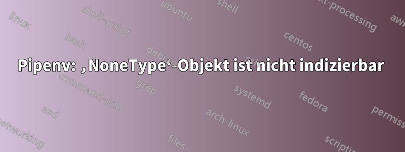 Pipenv: ‚NoneType‘-Objekt ist nicht indizierbar