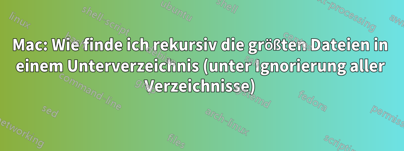 Mac: Wie finde ich rekursiv die größten Dateien in einem Unterverzeichnis (unter Ignorierung aller Verzeichnisse)