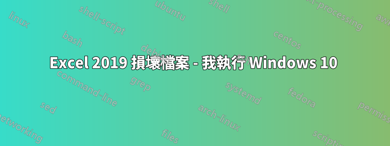 Excel 2019 損壞檔案 - 我執行 Windows 10