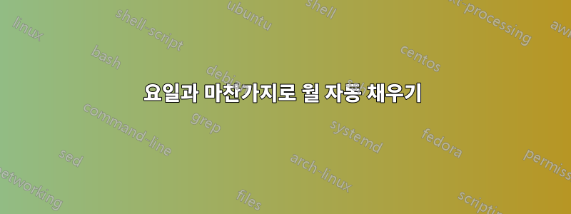 요일과 마찬가지로 월 자동 채우기