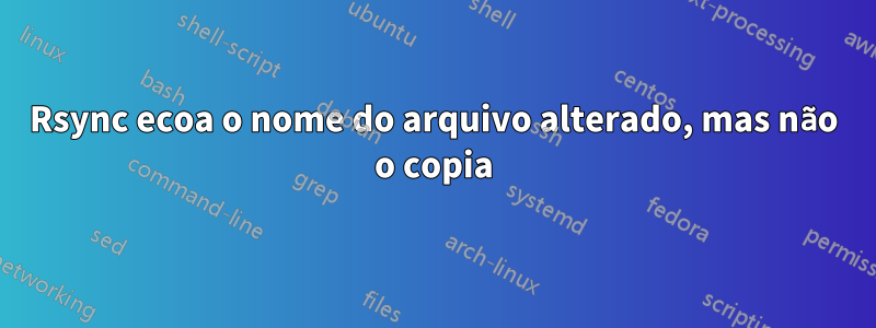 Rsync ecoa o nome do arquivo alterado, mas não o copia