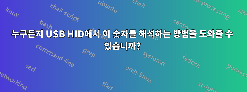 누구든지 USB HID에서 이 숫자를 해석하는 방법을 도와줄 수 있습니까?