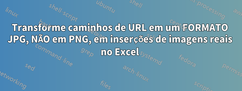 Transforme caminhos de URL em um FORMATO JPG, NÃO em PNG, em inserções de imagens reais no Excel