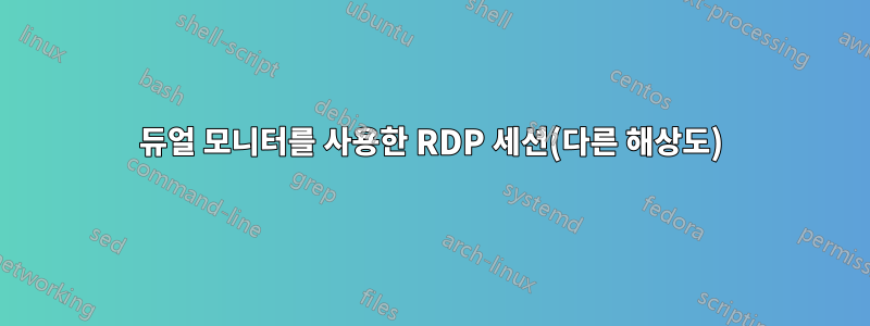 듀얼 모니터를 사용한 RDP 세션(다른 해상도)