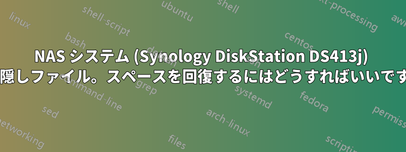 NAS システム (Synology DiskStation DS413j) 上の隠しファイル。スペースを回復するにはどうすればいいですか?