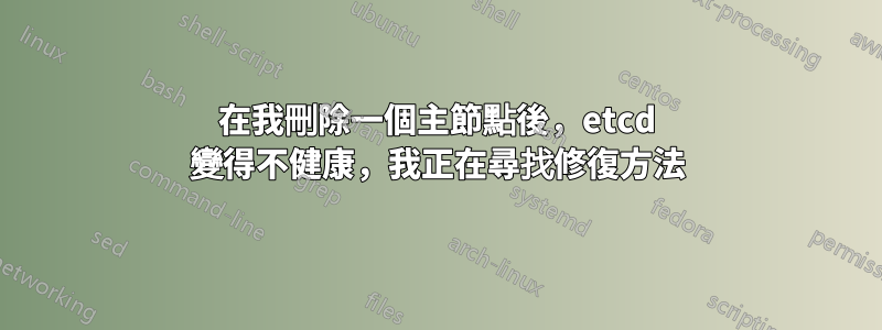 在我刪除一個主節點後，etcd 變得不健康，我正在尋找修復方法