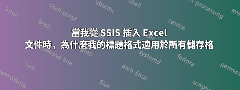 當我從 SSIS 插入 Excel 文件時，為什麼我的標題格式適用於所有儲存格