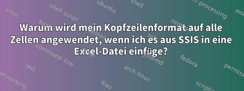 Warum wird mein Kopfzeilenformat auf alle Zellen angewendet, wenn ich es aus SSIS in eine Excel-Datei einfüge?