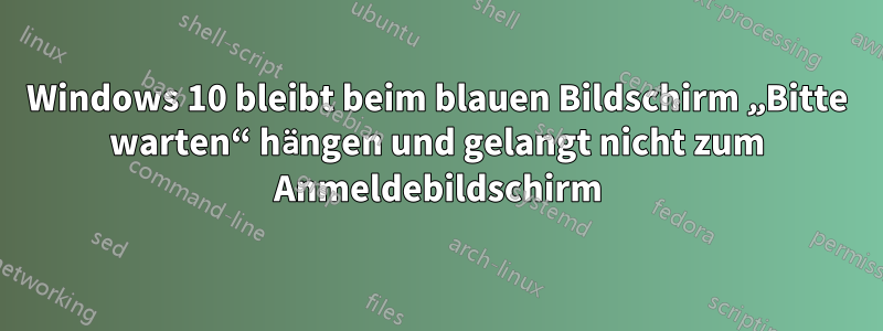 Windows 10 bleibt beim blauen Bildschirm „Bitte warten“ hängen und gelangt nicht zum Anmeldebildschirm