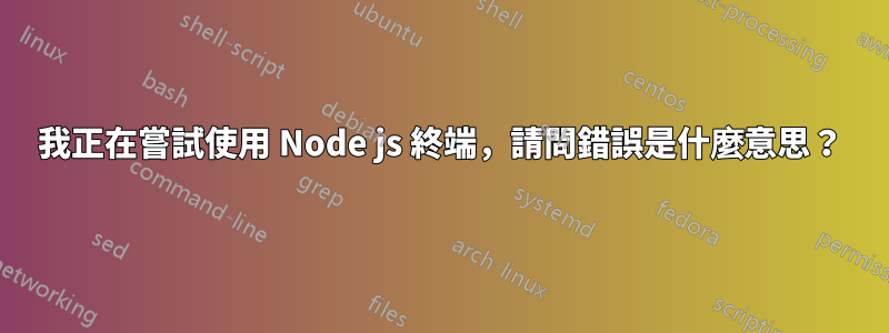 我正在嘗試使用 Node js 終端，請問錯誤是什麼意思？