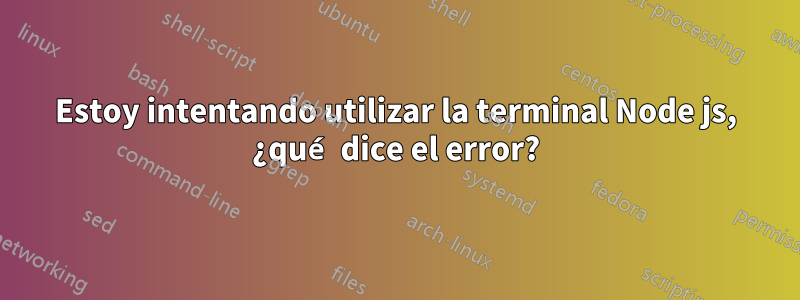 Estoy intentando utilizar la terminal Node js, ¿qué dice el error?