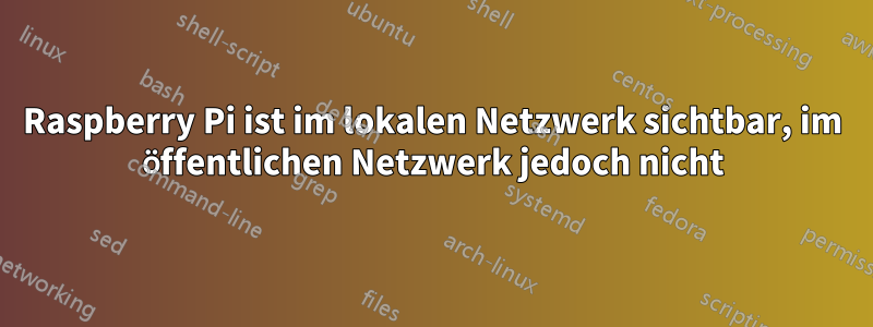 Raspberry Pi ist im lokalen Netzwerk sichtbar, im öffentlichen Netzwerk jedoch nicht