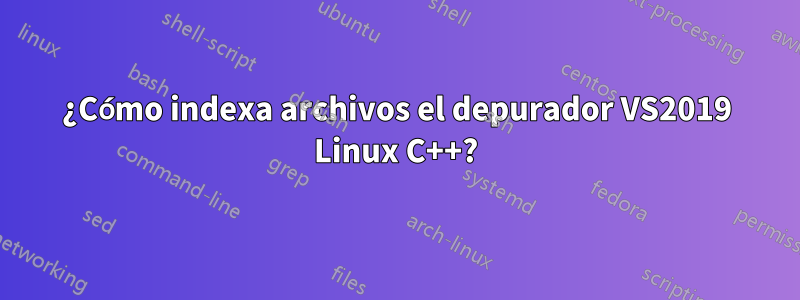 ¿Cómo indexa archivos el depurador VS2019 Linux C++?