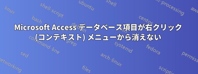 Microsoft Access データベース項目が右クリック (コンテキスト) メニューから消えない