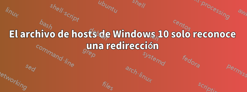 El archivo de hosts de Windows 10 solo reconoce una redirección