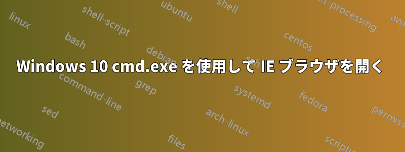 Windows 10 cmd.exe を使用して IE ブラウザを開く