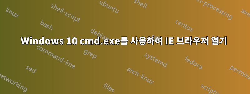 Windows 10 cmd.exe를 사용하여 IE 브라우저 열기