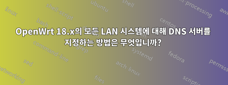 OpenWrt 18.x의 모든 LAN 시스템에 대해 DNS 서버를 지정하는 방법은 무엇입니까?