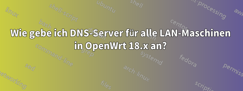 Wie gebe ich DNS-Server für alle LAN-Maschinen in OpenWrt 18.x an?