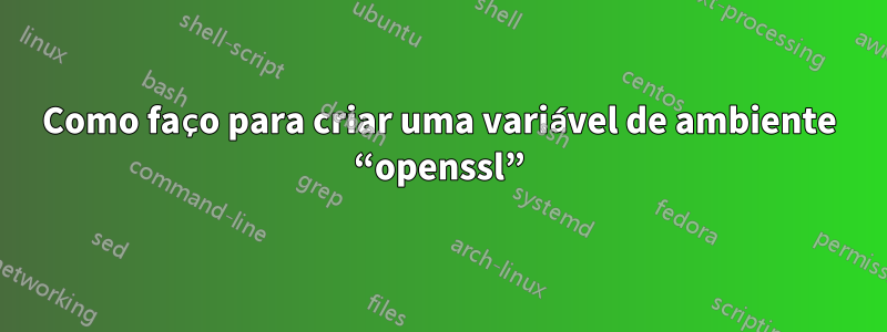 Como faço para criar uma variável de ambiente “openssl”